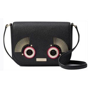 Textured Leather Purse Black Monster Face Crossbody Handbag Carsen